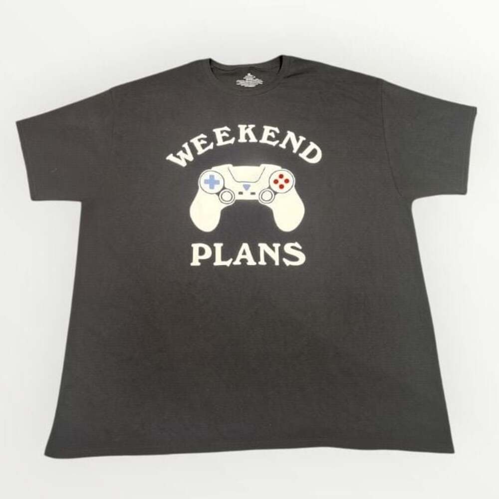 Weekend Plans Men's Black Gaming Controller Graphic T-Shirt 2XL